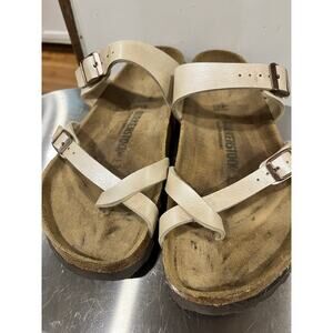 Birkenstock Mayari Sandals Womens Size 41 /10 Beige Leather Casual Comfort GUC